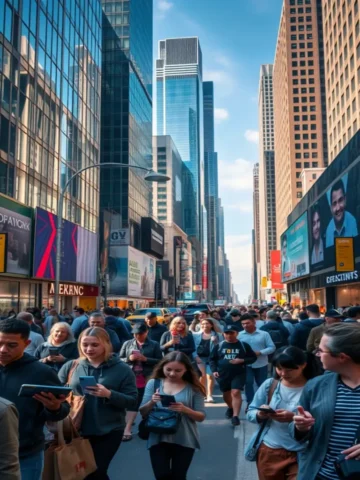 imagem realista inteligência artificial pessoas olhando no celular